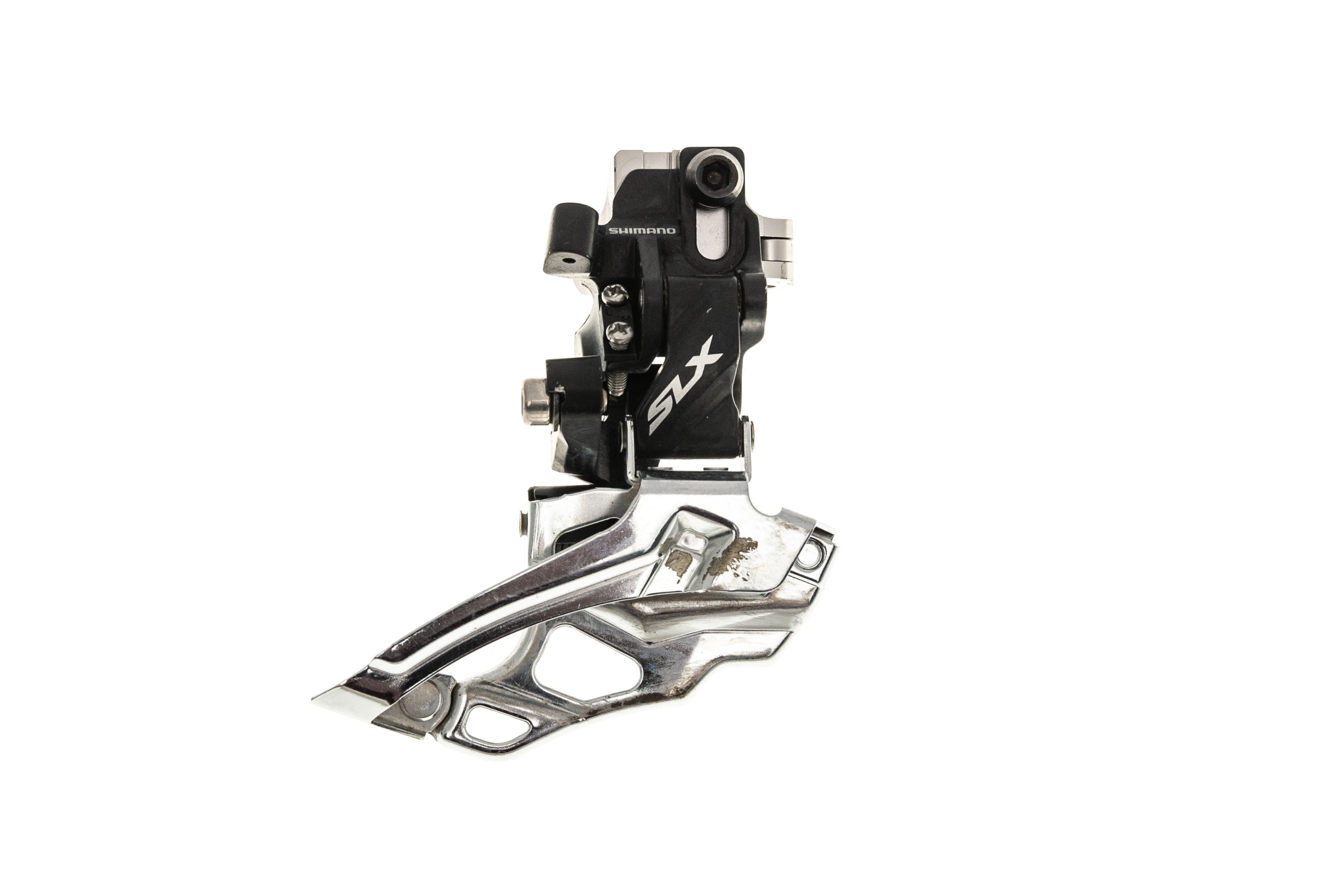 Shimano FD-M670-A SLX 10-speed triple front derailleur, top swing, dual-pull