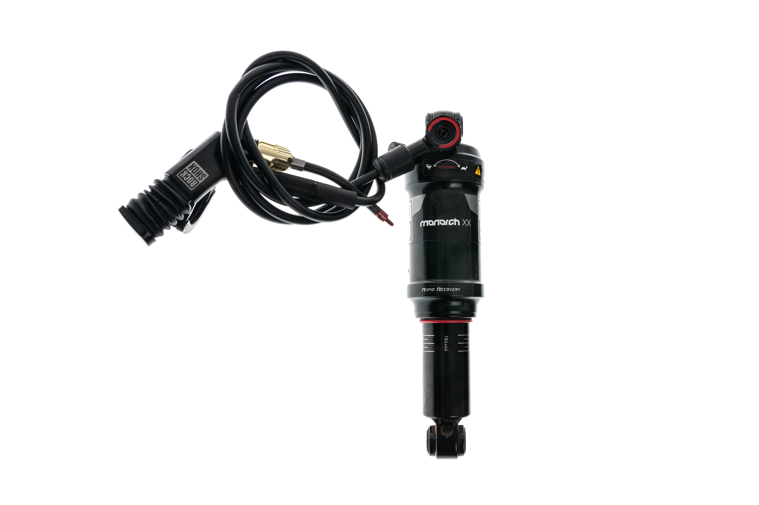 RockShox Monarch XX Rear Shock 7.25x1.75 (184x44) TuneMidReb/MidComp, 430 Lockout Force, Left Remote 1250mm C2, Bla by RockShox RockShox Monarch XX Shock - Tested by RichardCunningham - Pinkbike