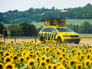 Mavic car in sunflower field