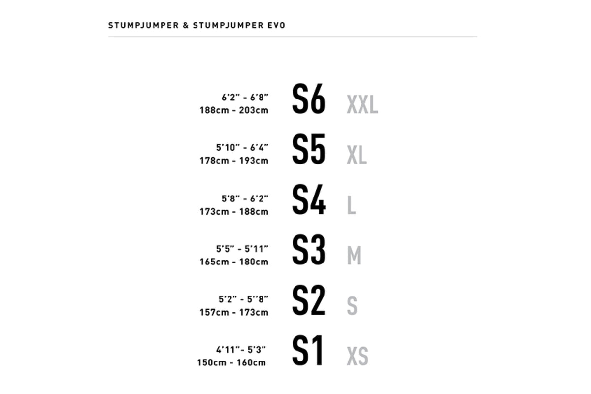 Specialized Stumpjumper Evo Specialized Bike Size Chart 2018