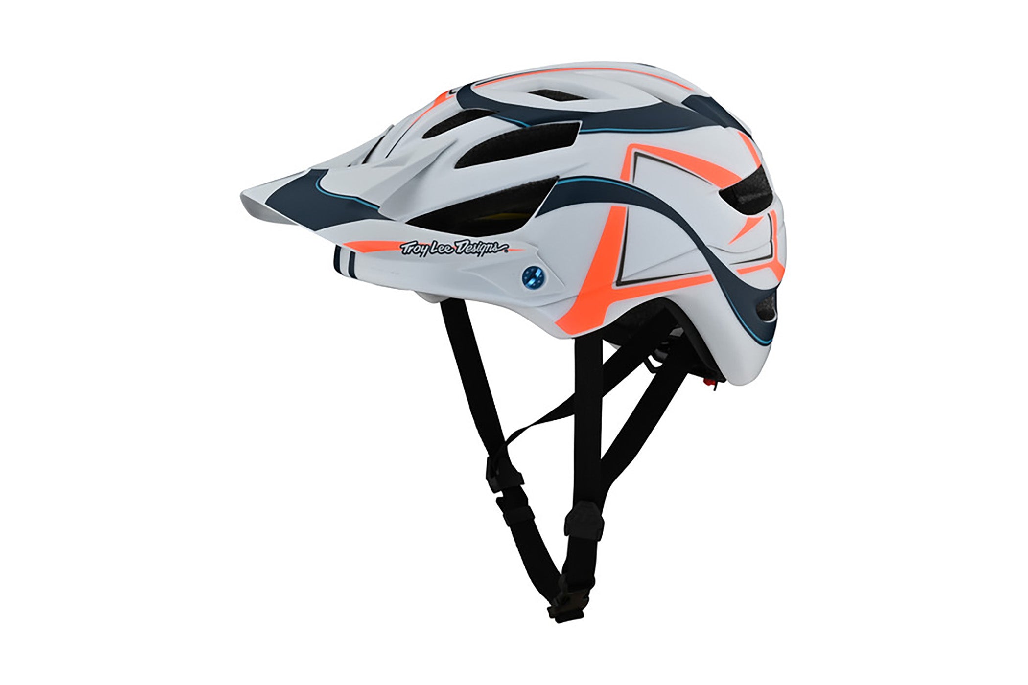 Troy Lee Designs Youth A1 MIPS Bike Helmet Welter White/Marine