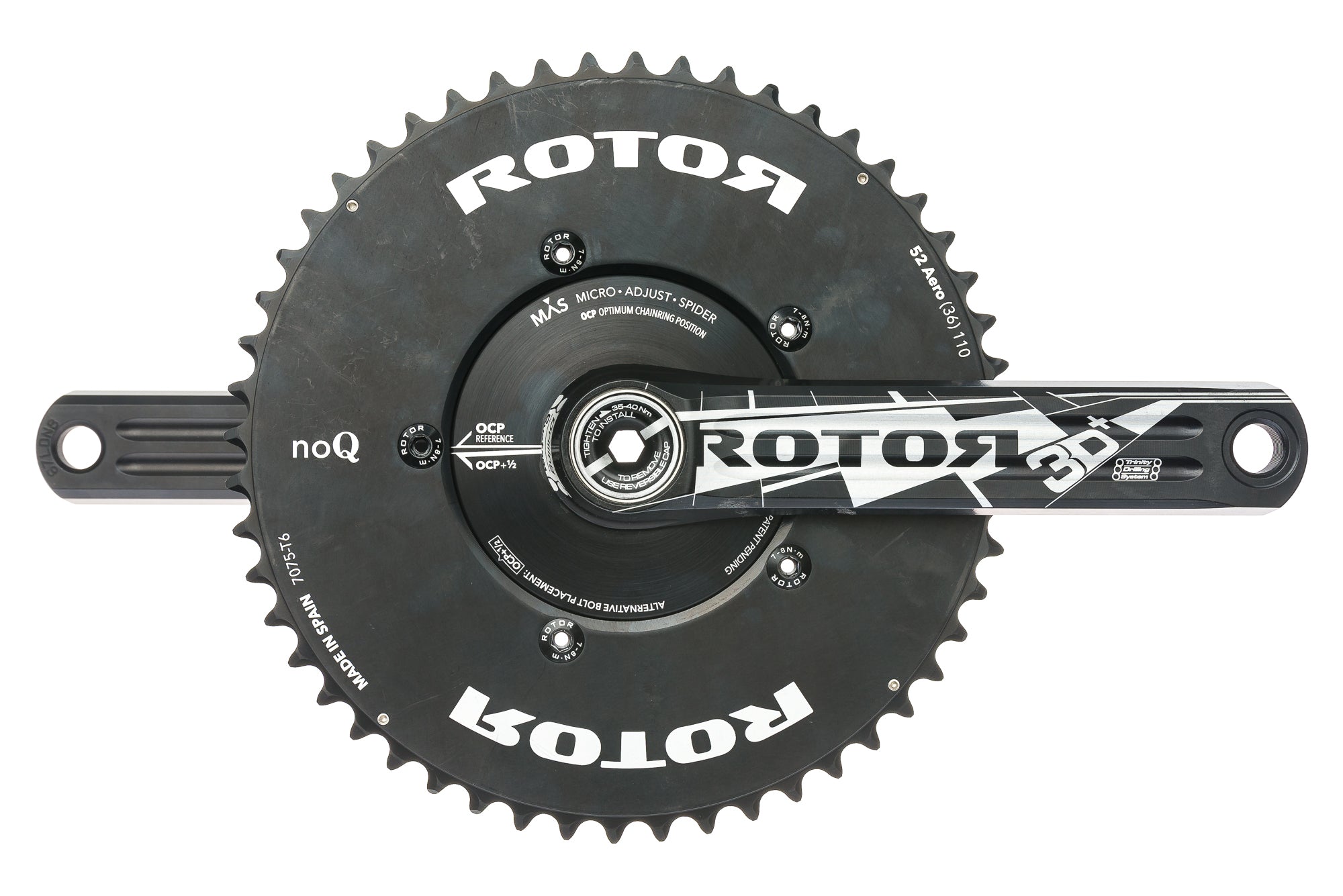 Rotor 3D+ Crankset 11 Speed 52/36T 110mm BCD BB30 NoQ Aero MAS