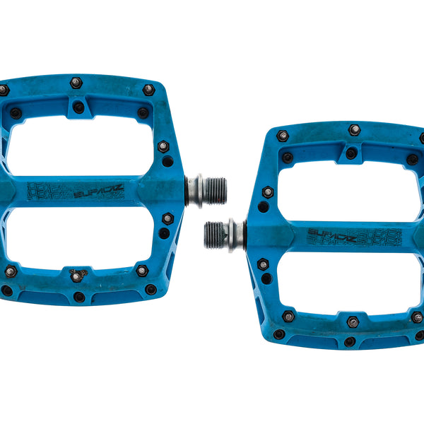 Supacaz Smash Bike Pedals - Thermopoly Blue Cycling Pedals With Removable Pins