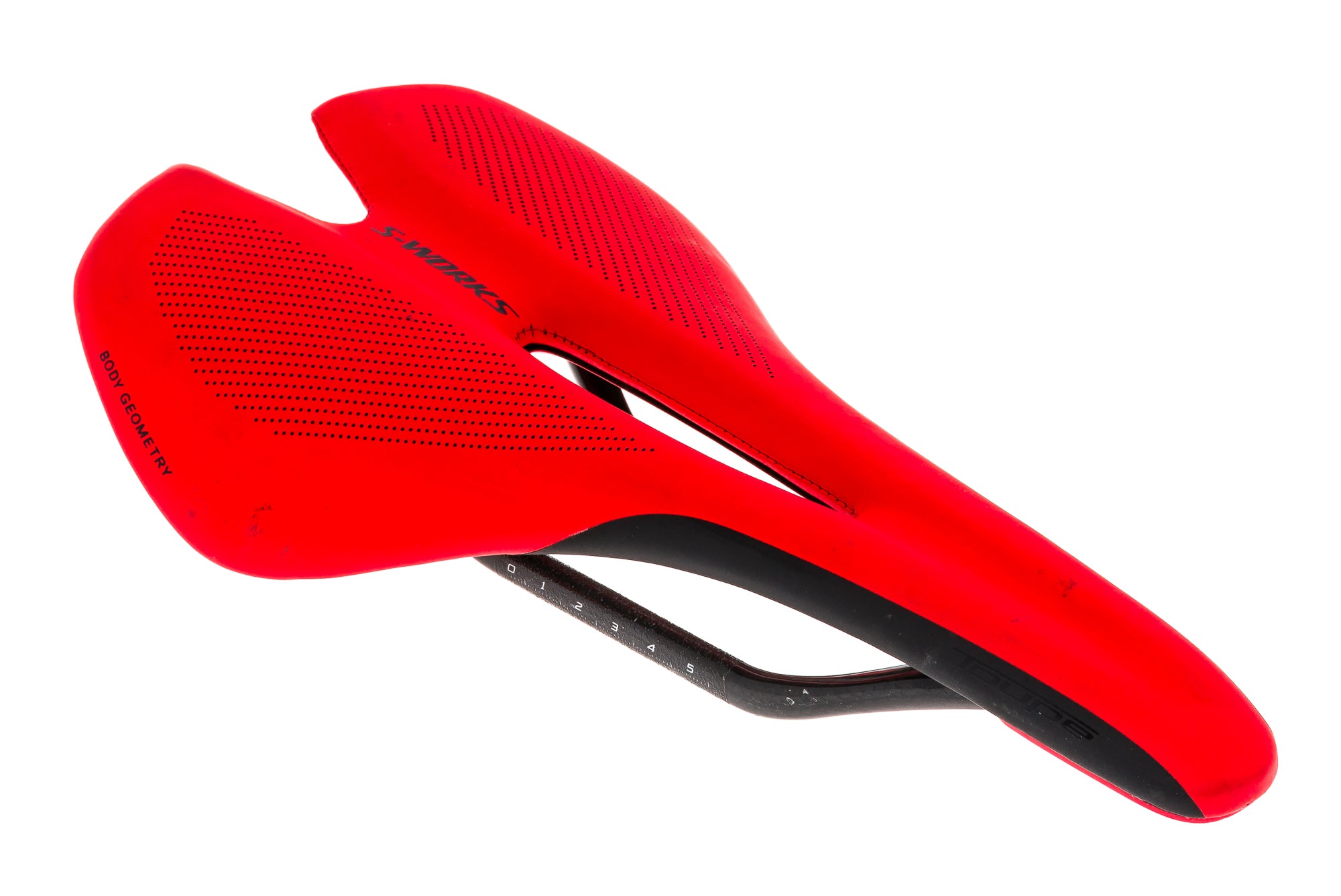Specialized S-Works Toupe Saddle 143mm Carbon Rails Red drive side
