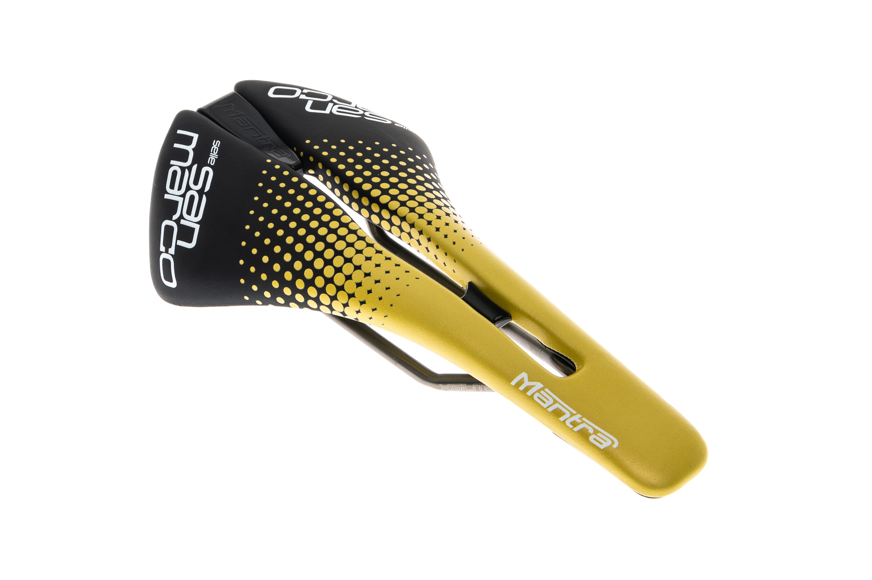 Selle San Marco MANTRA Racing Team 大ロゴ San Marco Mantra Racing Open Narrow Team Blk/Gol | The Pro's Closet