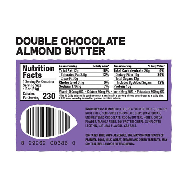 Bobo's Double Chocolate Almond Butter Protein Bar 12 Pack ONT10102 TPC The Pro's Closet