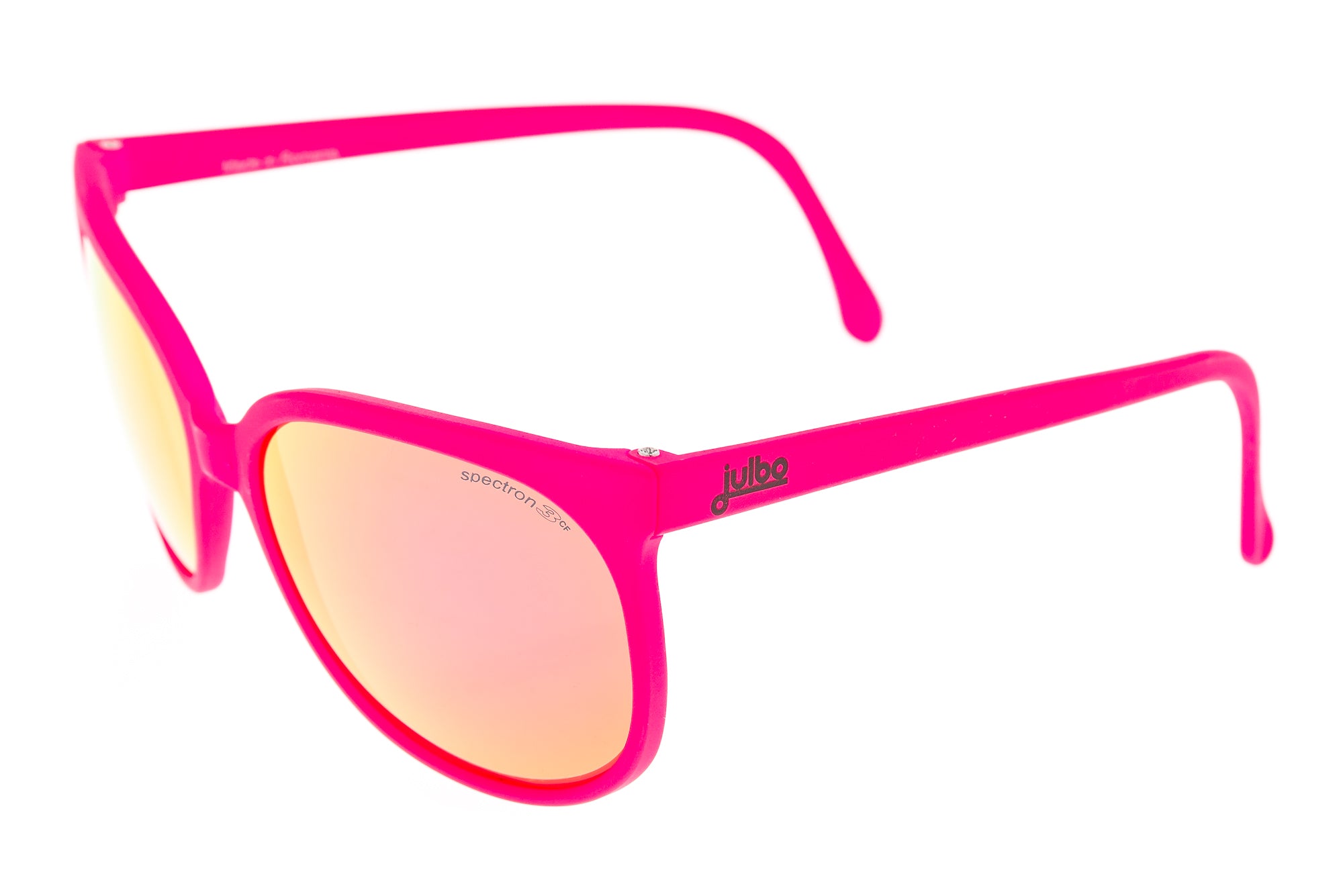 Julbo Megeve Sunglasses Pink Frame Pink Mirrored Lens drive side