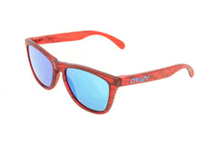 Oakley Frogskins Sunglasses Matte Red Frame Sapphire Iridium Lens drive side